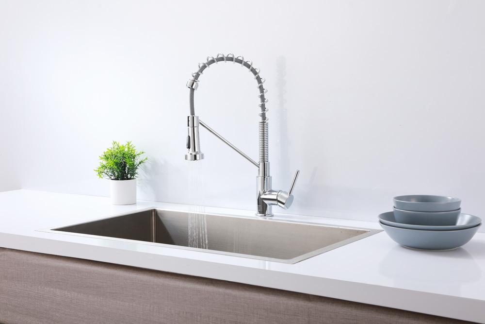 Elegant Furniture & Lighting - Yara Single Handle Pull Down Sprayer Kitchen Faucet in Chrome - FAK-310PCH veiw 3