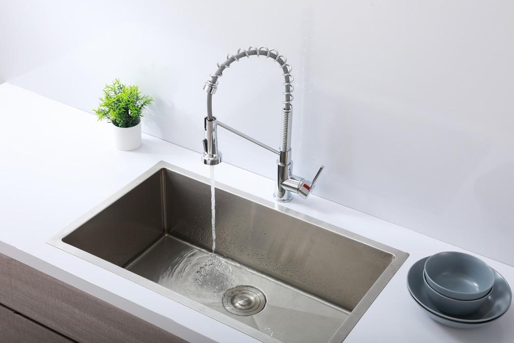 Elegant Furniture & Lighting - Yara Single Handle Pull Down Sprayer Kitchen Faucet in Chrome - FAK-310PCH veiw 4