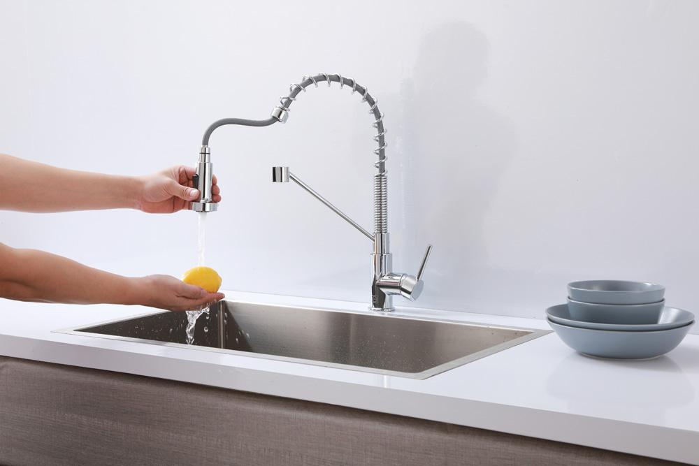 Elegant Furniture & Lighting - Yara Single Handle Pull Down Sprayer Kitchen Faucet in Chrome - FAK-310PCH veiw 5