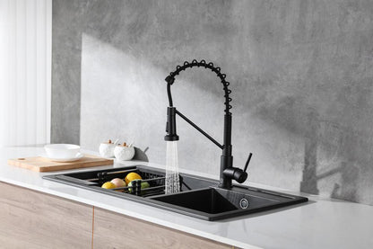 Elegant Furniture & Lighting - Yara Single Handle Pull Down Sprayer Kitchen Faucet in Matte Black - FAK-310MBK veiw 3