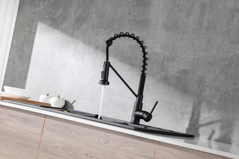 Elegant Furniture & Lighting - Yara Single Handle Pull Down Sprayer Kitchen Faucet in Matte Black - FAK-310MBK veiw 4