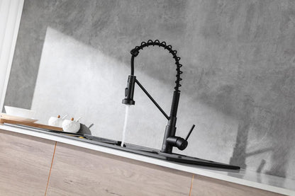 Elegant Furniture & Lighting - Yara Single Handle Pull Down Sprayer Kitchen Faucet in Matte Black - FAK-310MBK veiw 4