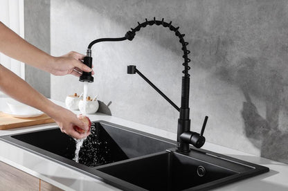 Elegant Furniture & Lighting - Yara Single Handle Pull Down Sprayer Kitchen Faucet in Matte Black - FAK-310MBK veiw 5