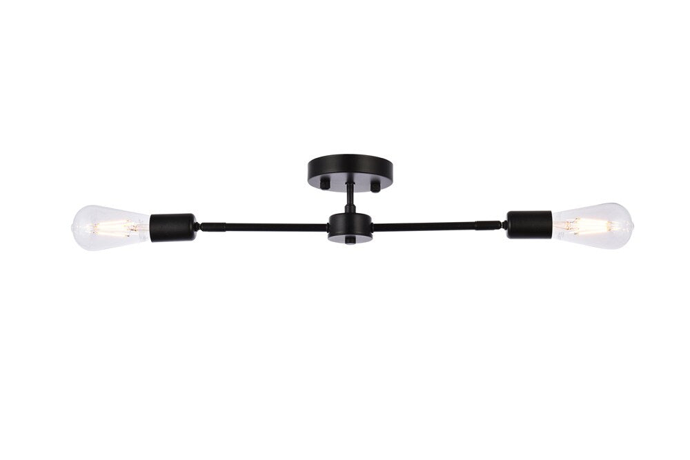 Elegant Furniture & Lighting - Zane 2 lights black flush mount - LD2348BK veiw 3