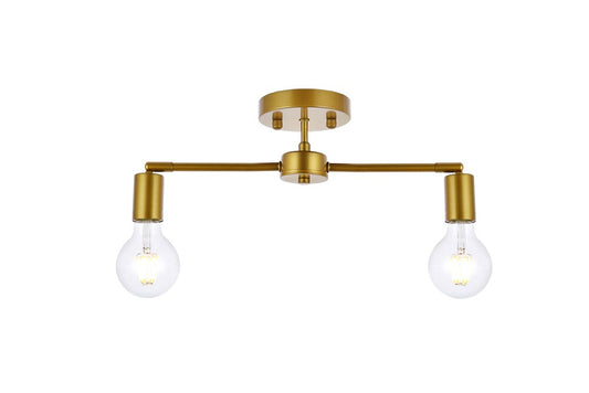 Elegant Furniture & Lighting - Zane 2 lights brass flush mount - LD2348BR veiw 1