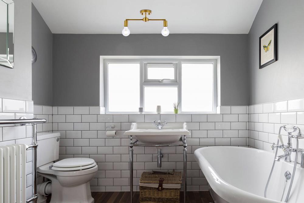 Elegant Furniture & Lighting - Zane 2 lights brass flush mount - LD2348BR veiw 2