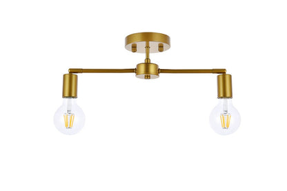 Elegant Furniture & Lighting - Zane 2 lights brass flush mount - LD2348BR veiw 7