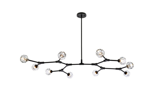 Elegant Furniture & Lighting - Zayne 10 Light Pendant in Black - 3508D56BK veiw 1