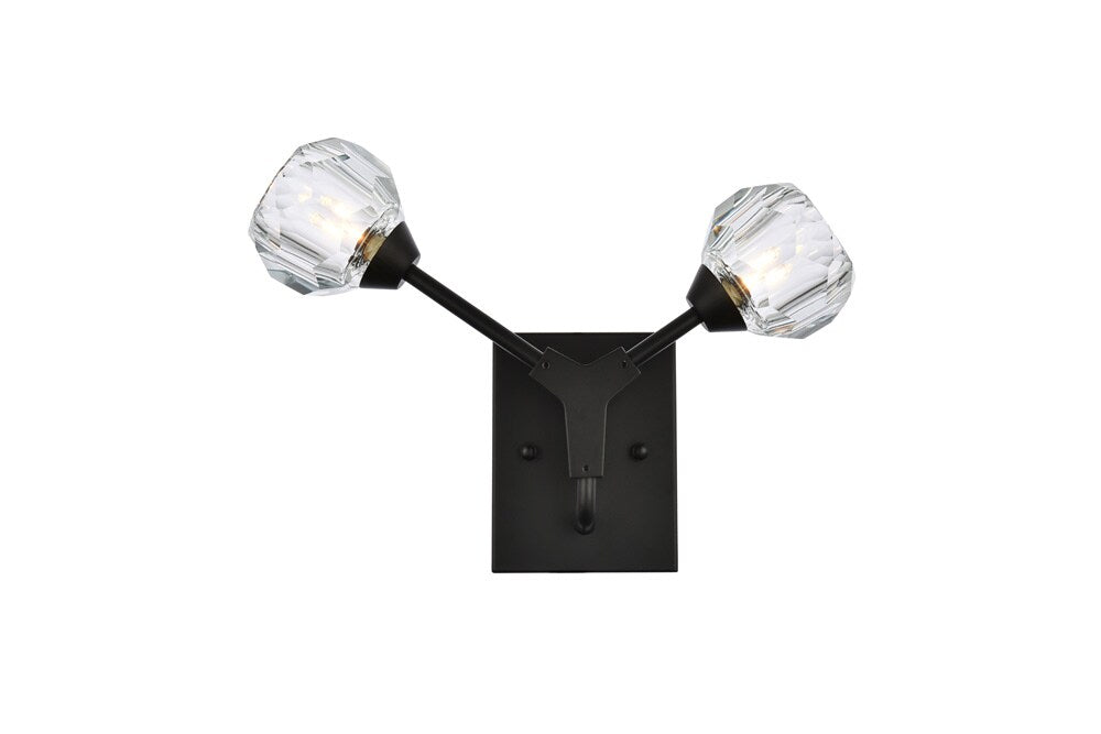 Elegant Furniture & Lighting - Zayne 2 Light Wall Sconce in Black - 3508W15BK veiw 1