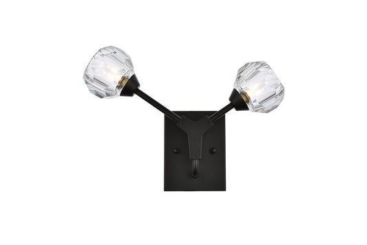Elegant Furniture & Lighting - Zayne 2 Light Wall Sconce in Black - 3508W15BK veiw 1