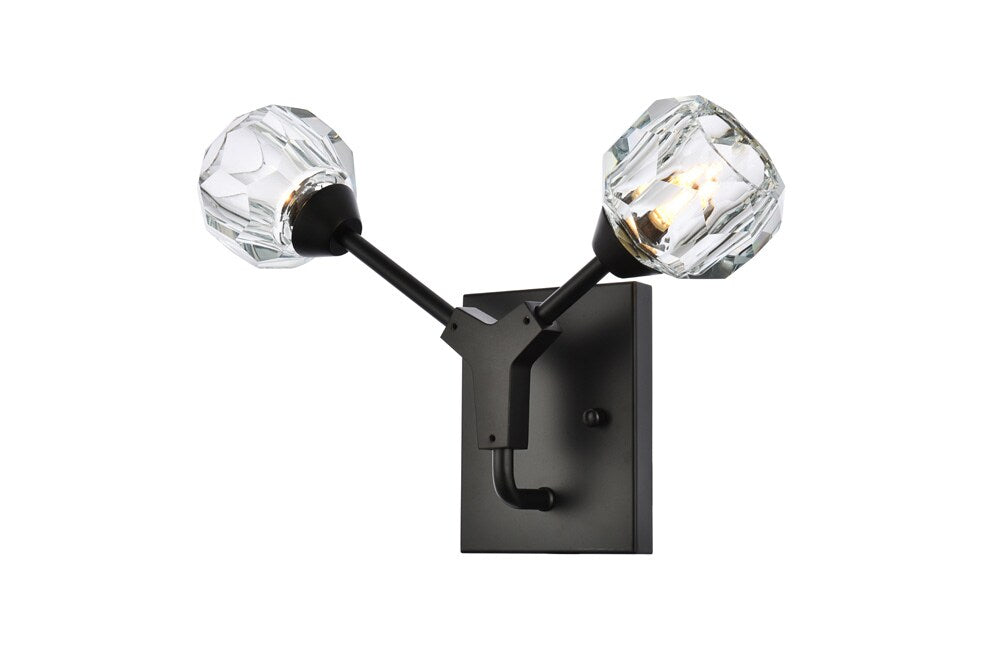 Elegant Furniture & Lighting - Zayne 2 Light Wall Sconce in Black - 3508W15BK veiw 3