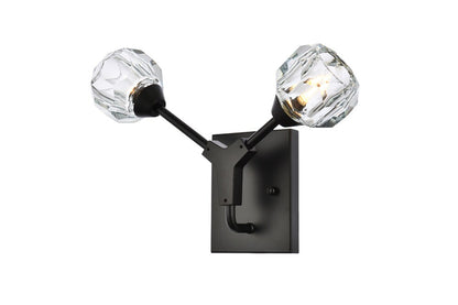 Elegant Furniture & Lighting - Zayne 2 Light Wall Sconce in Black - 3508W15BK veiw 3