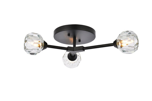 Elegant Furniture & Lighting - Zayne 3 Light Flush Mount in Black - 3508F18BK veiw 1