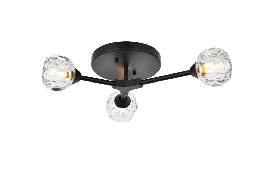 Elegant Furniture & Lighting - Zayne 3 Light Flush Mount in Black - 3508F18BK veiw 3