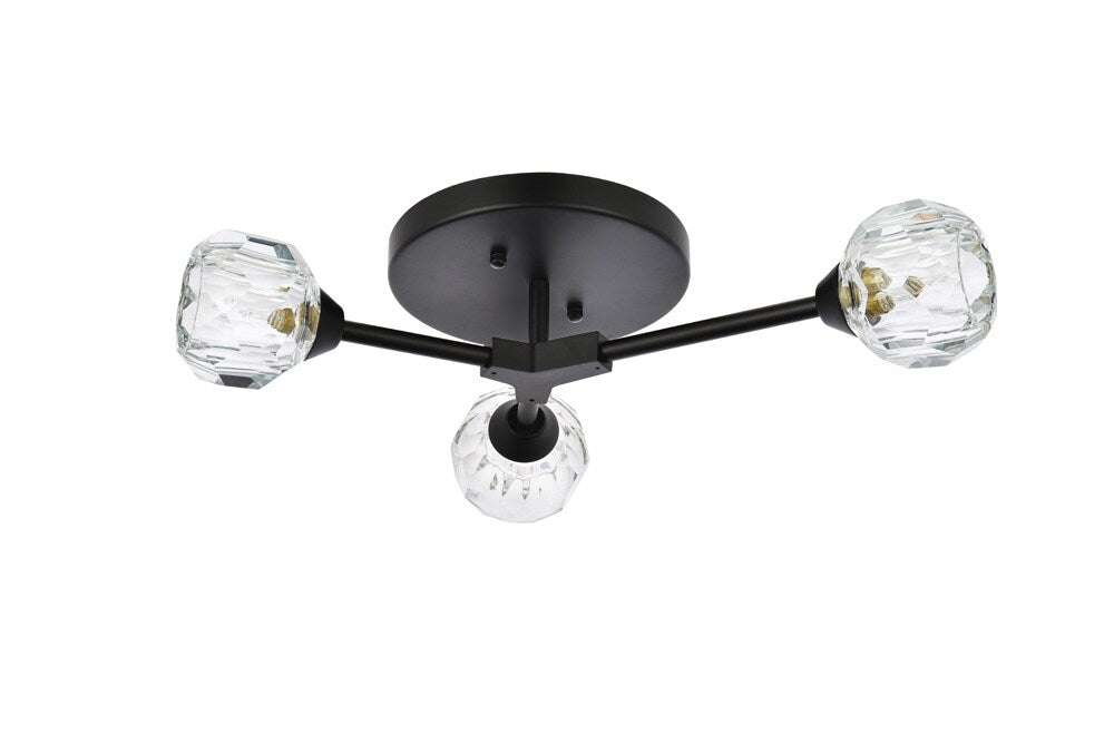 Elegant Furniture & Lighting - Zayne 3 Light Flush Mount in Black - 3508F18BK veiw 7