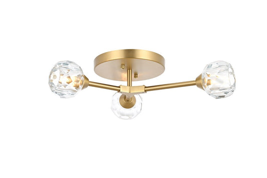 Elegant Furniture & Lighting - Zayne 3 Light Flush Mount in Gold - 3508F18G veiw 1