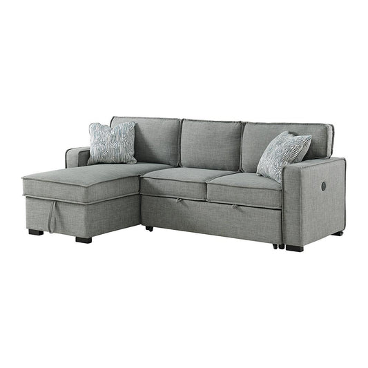 Picket House Furnishings - Parque Sectional Sleeper Chofa with Pull Bed, Drop Table & USB in Palmer Steel - U-5140-4551-304 veiw 1