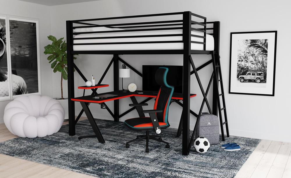 Picket House Furnishings - Salzburg Gaming Chair with LED and Speaker in Black and Red - 3A Packing - G-6710-8-GC4E veiw 6