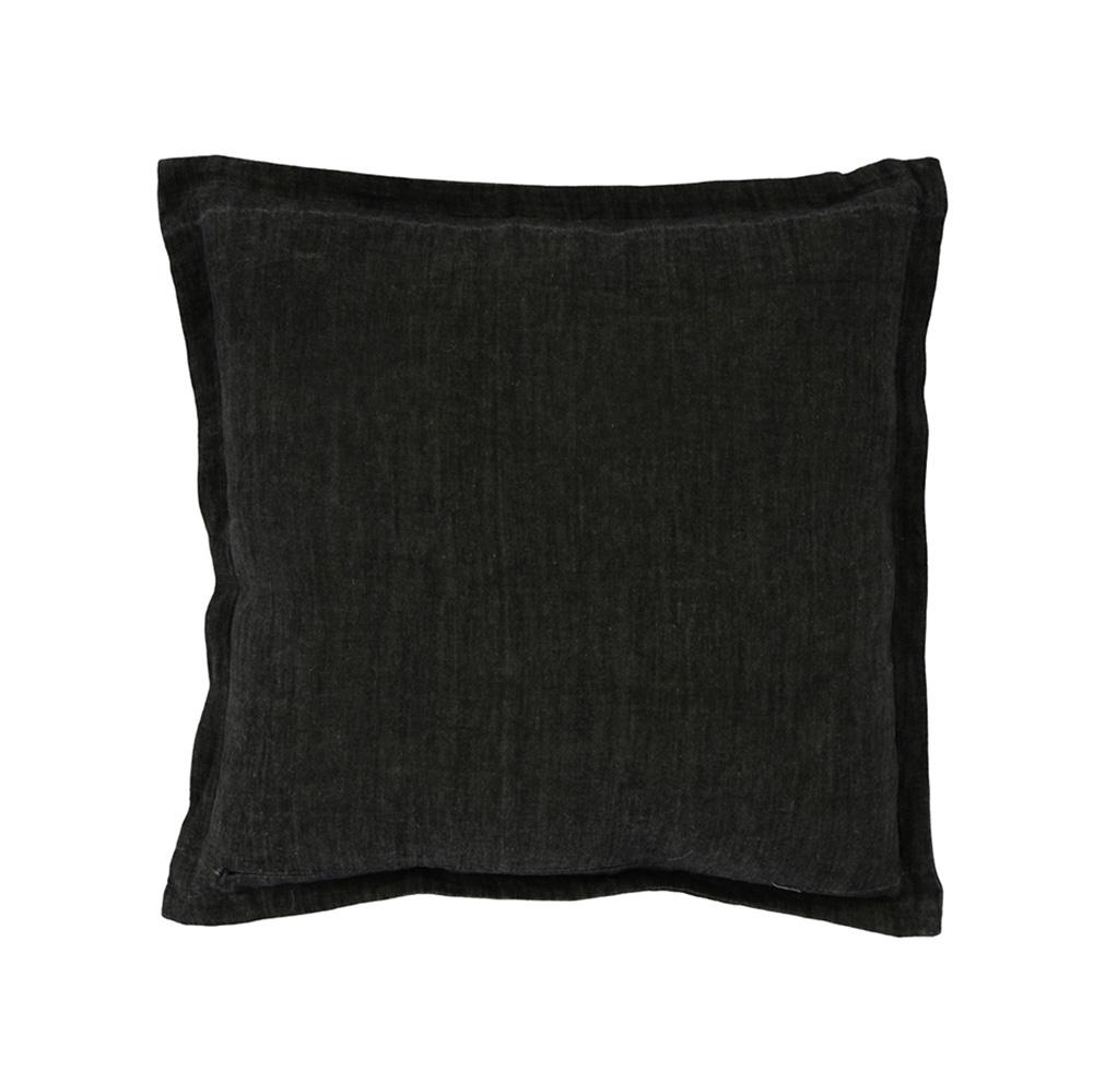 Villa by Classic Home - Amy 100% Linen 22in Square Throw Pillow In Charcoal  - 22W - Chalk Charcoal - V230027 veiw 1