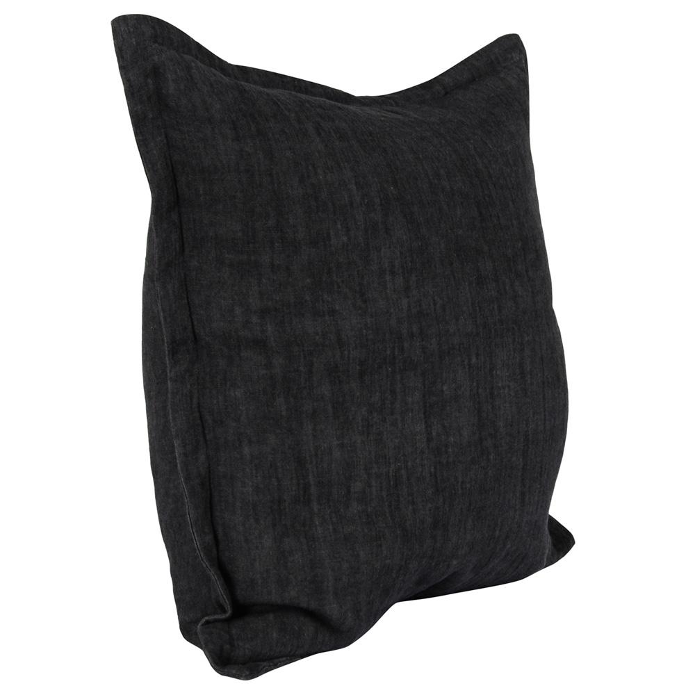 Villa by Classic Home - Amy 100% Linen 22in Square Throw Pillow In Charcoal  - 22W - Chalk Charcoal - V230027 veiw 2
