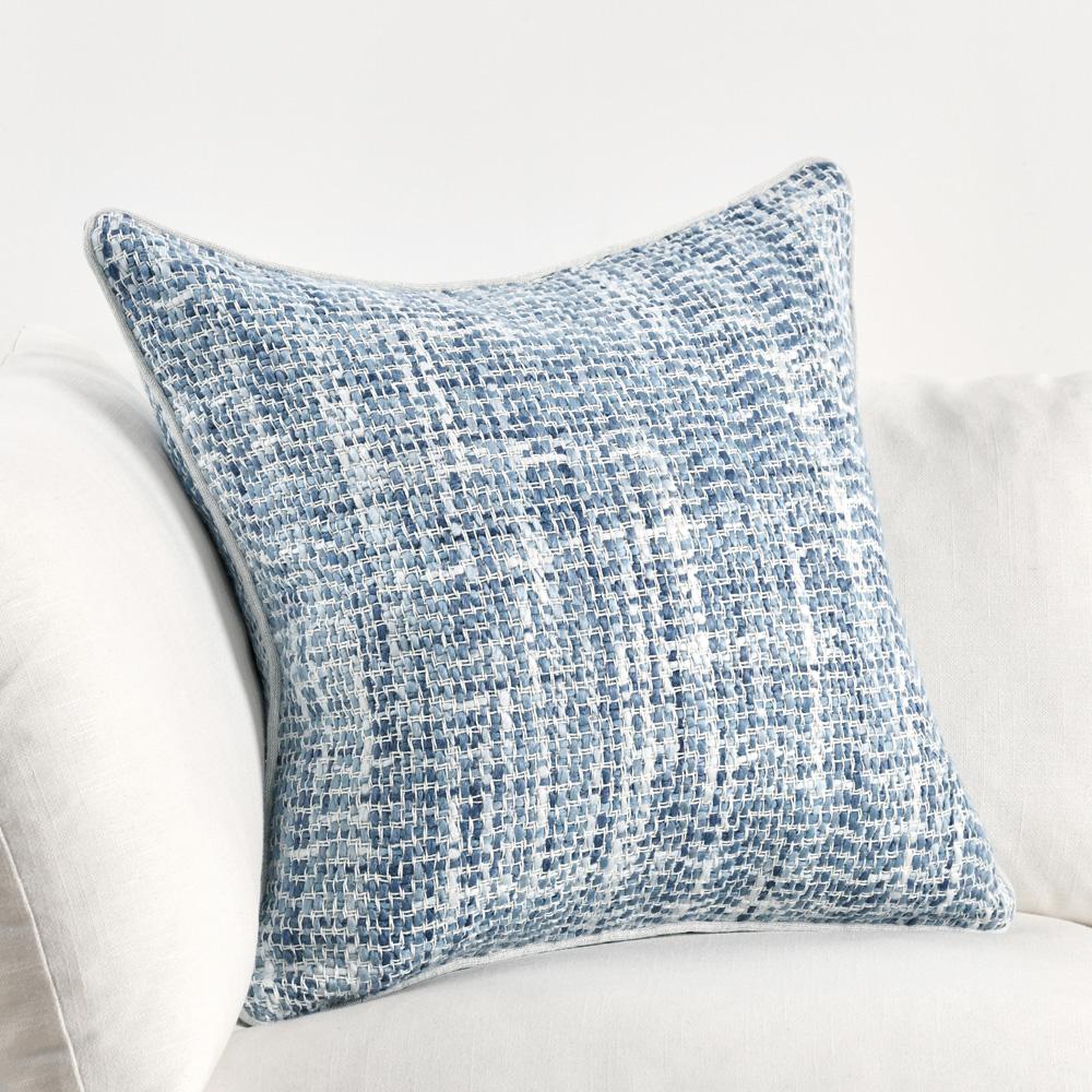 Villa by Classic Home - Baxter Woven 22in Throw Pillow, Blue - 22W - Blue, Ivory - V180013 veiw 4