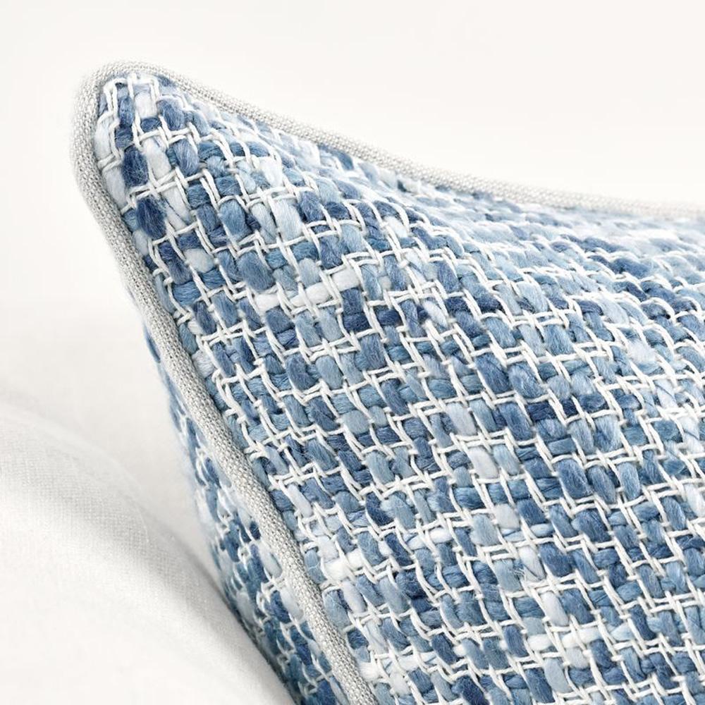Villa by Classic Home - Baxter Woven 22in Throw Pillow, Blue - 22W - Blue, Ivory - V180013 veiw 5