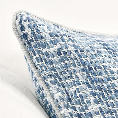 Villa by Classic Home - Baxter Woven 22in Throw Pillow, Blue - 22W - Blue, Ivory - V180013 veiw 5