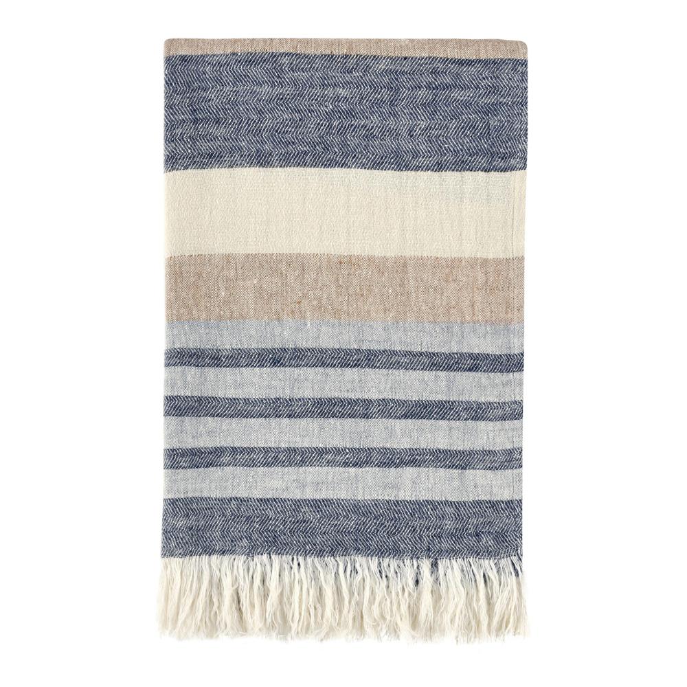 Villa by Classic Home - Crawford 100% Belgian Linen Yellow Multicolor 50inX70in Throw Blanket Blanket - 50W - Multicolor - V290141 veiw 1