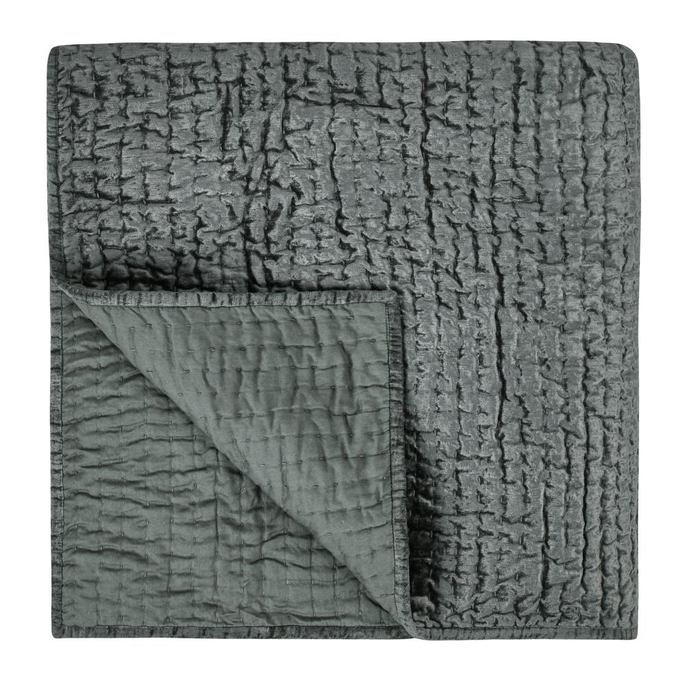 Villa by Classic Home - Dimitry 100% Rayon Velvet Bay Green Queen Quilt  - 92W - Bay Green - V200121 veiw 1