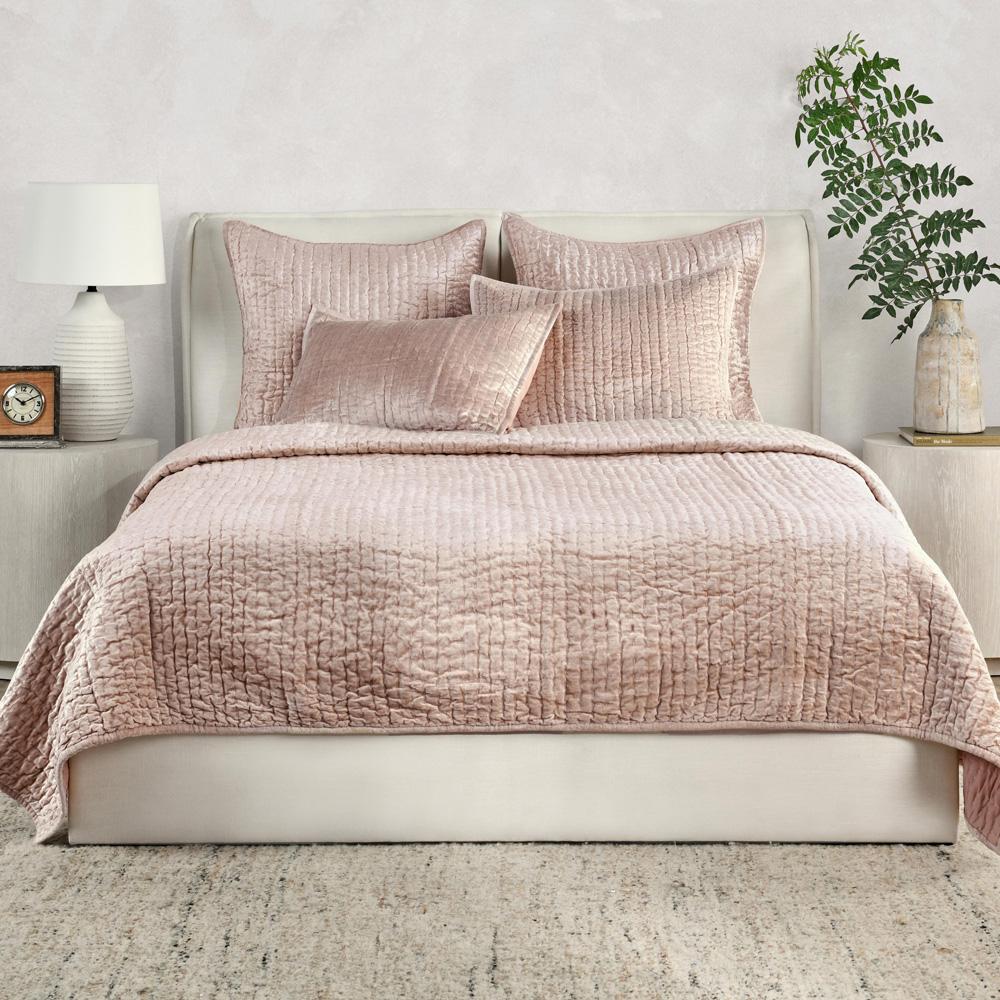 Villa by Classic Home - Dimitry 100% Rayon Velvet Bliss Pink Queen Quilt  - 92W - Bliss Pink - V240109 veiw 3