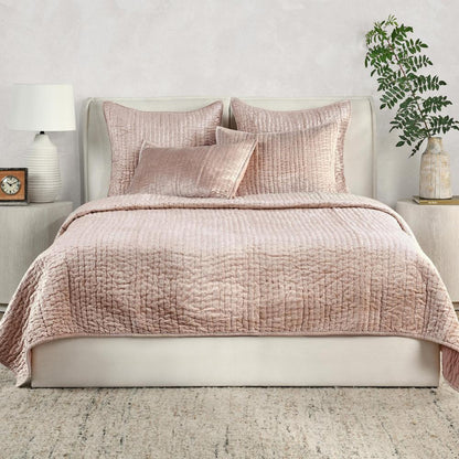 Villa by Classic Home - Dimitry 100% Rayon Velvet Bliss Pink Queen Quilt  - 92W - Bliss Pink - V240109 veiw 3