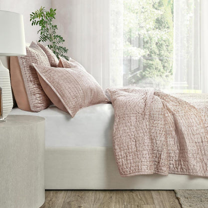 Villa by Classic Home - Dimitry 100% Rayon Velvet Bliss Pink Queen Quilt  - 92W - Bliss Pink - V240109 veiw 4
