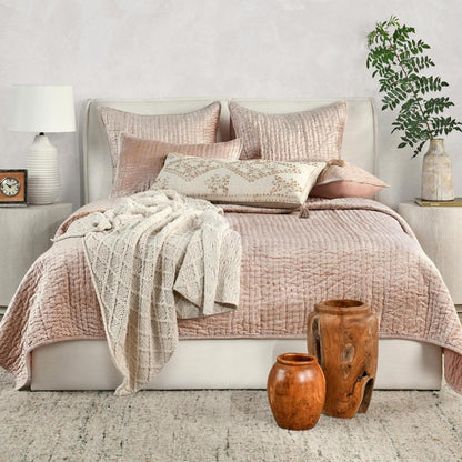 Villa by Classic Home - Dimitry 100% Rayon Velvet Bliss Pink Queen Quilt  - 92W - Bliss Pink - V240109 veiw 6