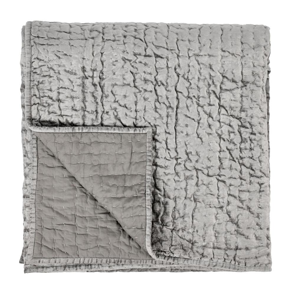 Villa by Classic Home - Dimitry 100% Rayon Velvet Gray Queen Quilt  - 92W - Gray - V180030 veiw 1