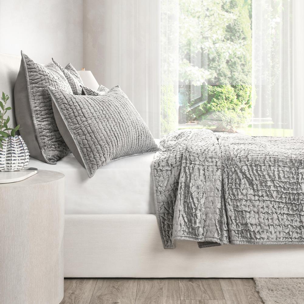 Villa by Classic Home - Dimitry 100% Rayon Velvet Gray Queen Quilt  - 92W - Gray - V180030 veiw 4