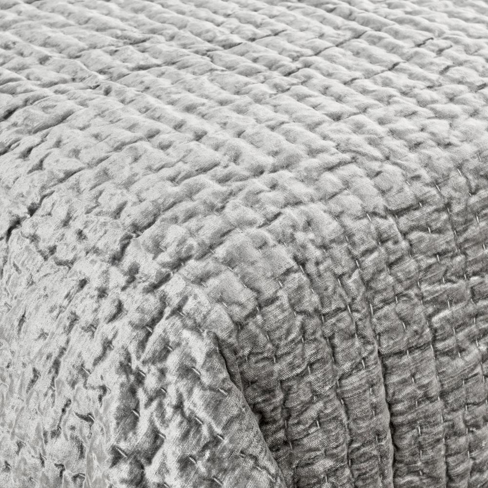 Villa by Classic Home - Dimitry 100% Rayon Velvet Gray Queen Quilt  - 92W - Gray - V180030 veiw 5