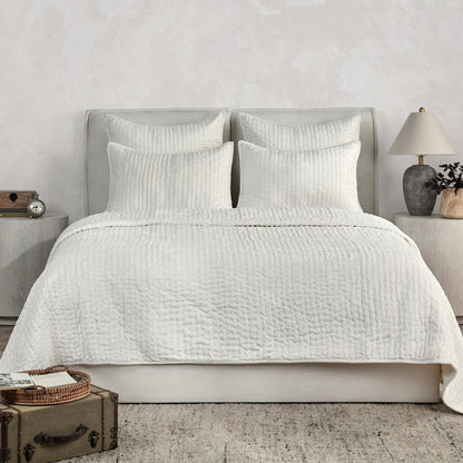 Villa by Classic Home - Dimitry 100% Rayon Velvet Ivory Queen Quilt  - 92W - Ivory - V160011 veiw 3