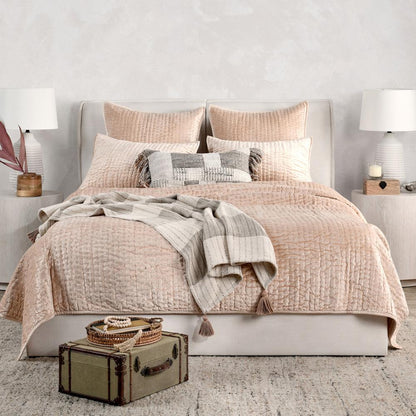 Villa by Classic Home - Dimitry 100% Rayon Velvet Nude Queen Quilt  - 92W - Nude - V270059 veiw 6