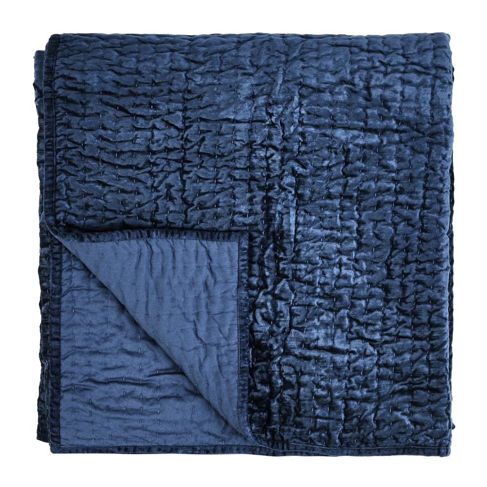 Villa by Classic Home - Dimitry 100% Rayon Velvet Ocean Blue Queen Quilt  - 92W - Ocean Blue - V211005 veiw 1