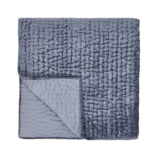 Villa by Classic Home - Dimitry 100% Rayon Velvet Sea Fog Quilt  - 92W - Pacific Blue - V250141 veiw 1