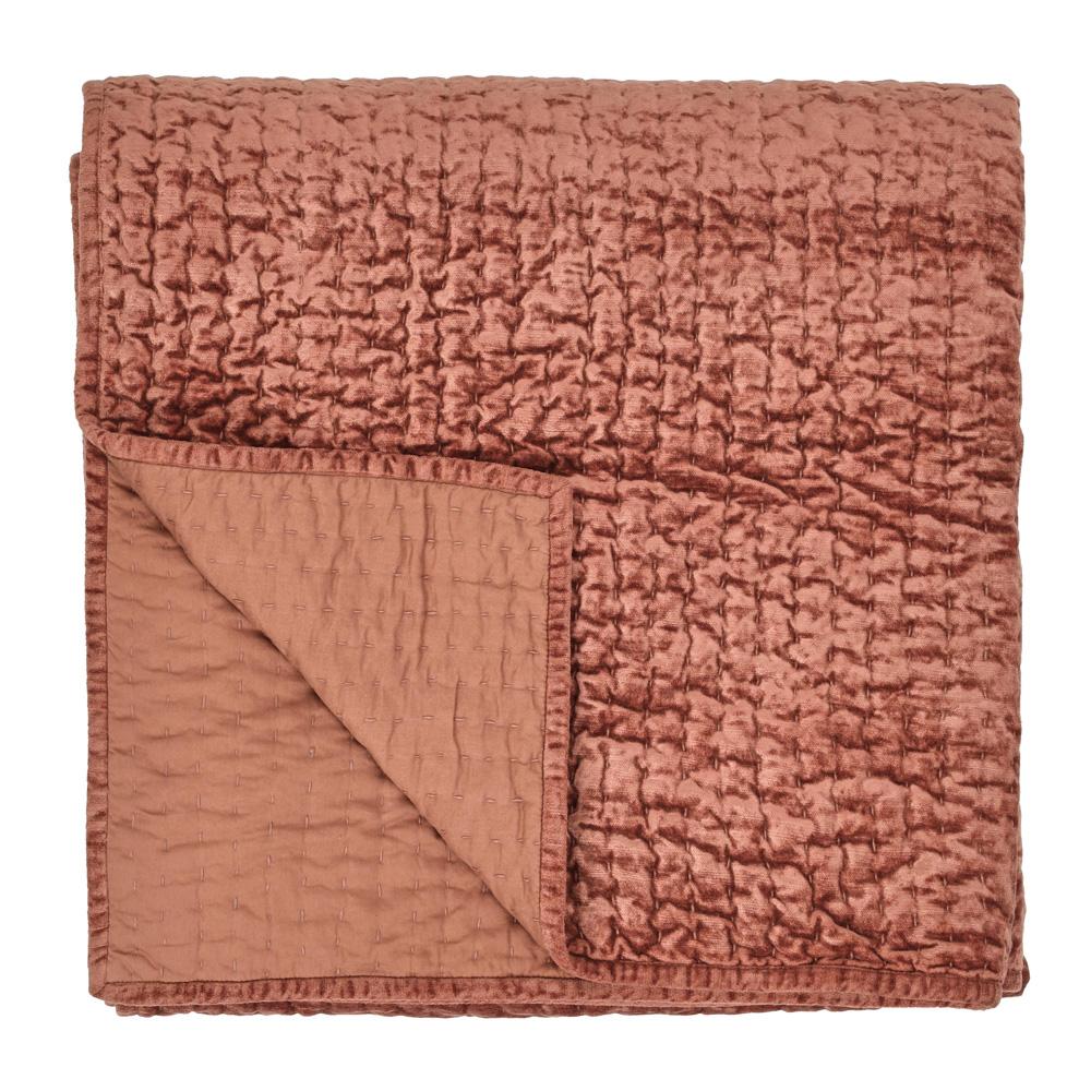 Villa by Classic Home - Dimitry 100% Rayon Velvet Terra Cotta Quilt  - 92W - Terra Cotta - V260008 veiw 1