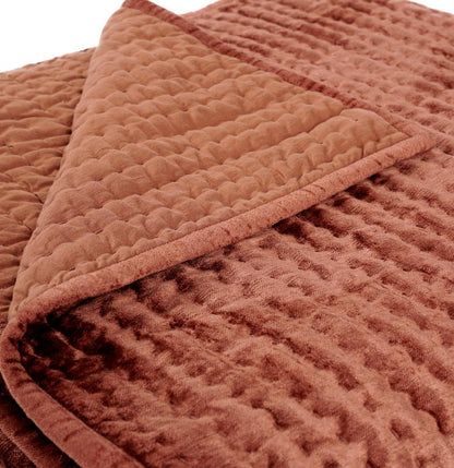 Villa by Classic Home - Dimitry 100% Rayon Velvet Terra Cotta Quilt  - 92W - Terra Cotta - V260008 veiw 4