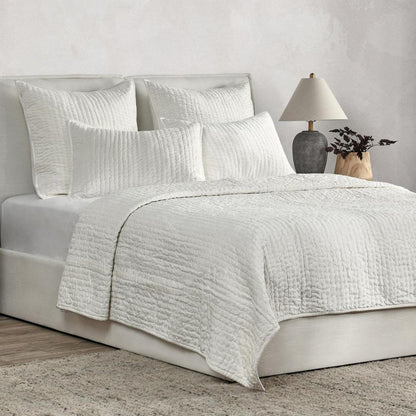 Villa by Classic Home - Dimitry 100% Rayon Velvet Ivory King Quilt  - 108W - Ivory - V160010 veiw 2