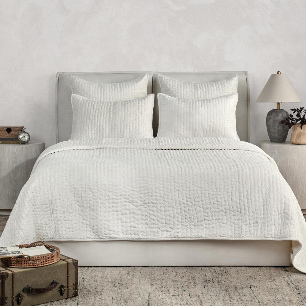 Villa by Classic Home - Dimitry 100% Rayon Velvet Ivory King Quilt  - 108W - Ivory - V160010 veiw 3