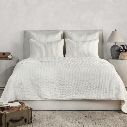 Villa by Classic Home - Dimitry 100% Rayon Velvet Ivory King Quilt  - 108W - Ivory - V160010 veiw 3