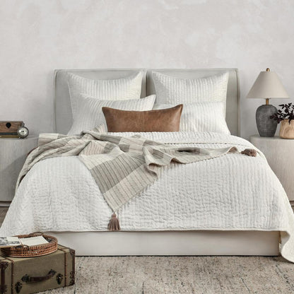 Villa by Classic Home - Dimitry 100% Rayon Velvet Ivory King Quilt  - 108W - Ivory - V160010 veiw 5