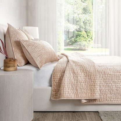 Villa by Classic Home - Dimitry 100% Rayon Velvet Nude King Quilt  - 108W - Nude - V270058 veiw 4