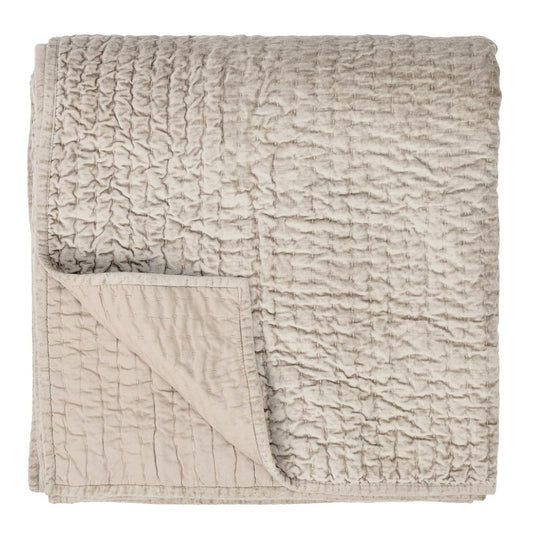 Villa by Classic Home - Dimitry 100% Rayon Velvet Pebble Beige King Quilt  - 108W - Pebble Beige - V160020 veiw 1