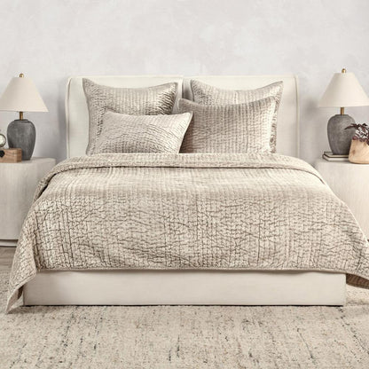 Villa by Classic Home - Dimitry 100% Rayon Velvet Pebble Beige King Quilt  - 108W - Pebble Beige - V160020 veiw 3