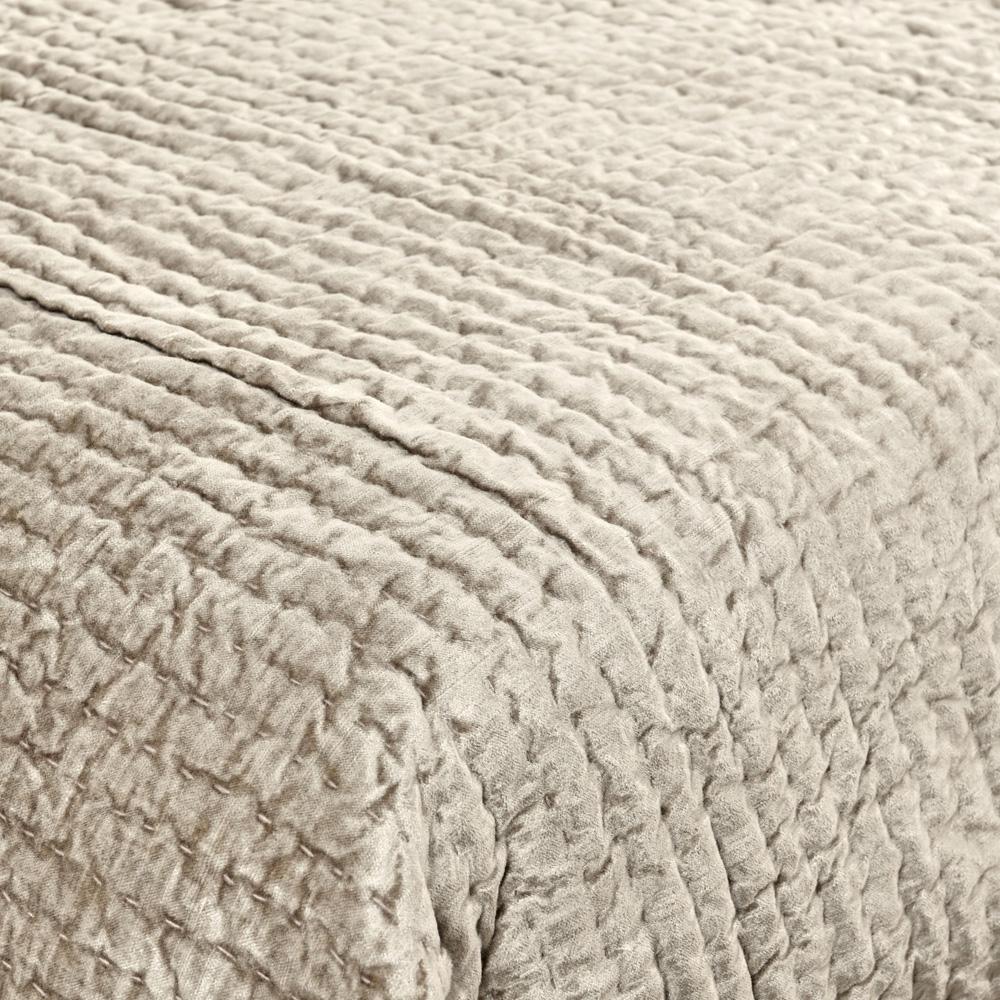 Villa by Classic Home - Dimitry 100% Rayon Velvet Pebble Beige King Quilt  - 108W - Pebble Beige - V160020 veiw 4